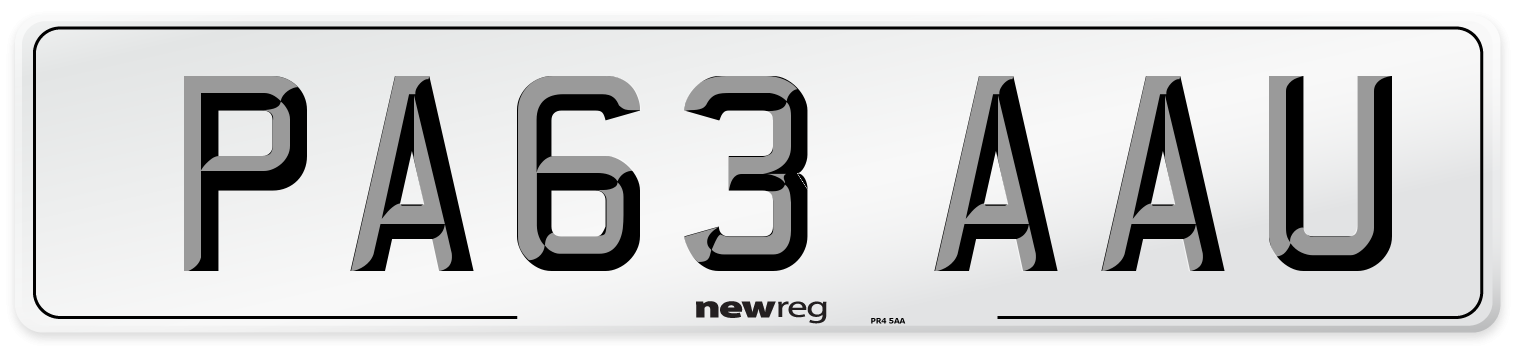 PA63 AAU Number Plate from New Reg